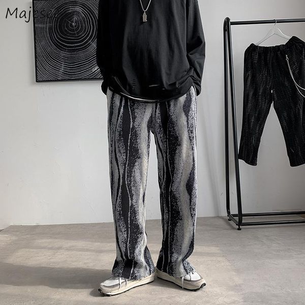 

men's pants casual men elastic waist tie dye vintage baggy hip hop harajuku high street all-match loose male trousers breathable chic, Black