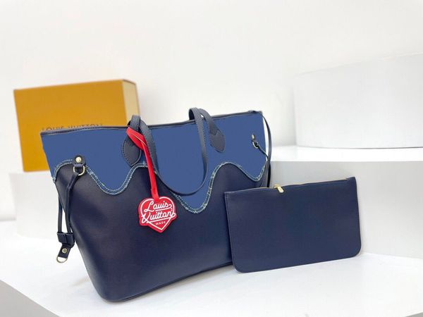 Primavera e autunno nuove donne di lusso ragazze shopping bag strada una spalla inclinata panino imbottito al vapore madre blu denim nero moda stampa classico caldo