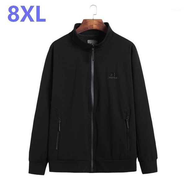 

men's jackets 10xl 8xl 6xl spring autumn thin solid fashion coats male casual loose stand collar bomber jacket men overcoat, Black;brown