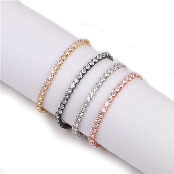 

link, chain micro inlaid zircon bracelet starlight bright fashion fine european charm trend adjustable size jewelry, Black