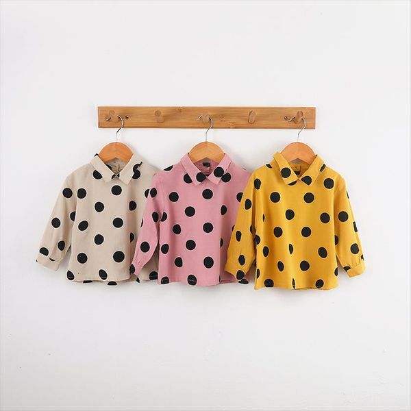 

toddler girls blouse kids long sleeve shirt for baby girl polka dot spring autumn cotton lapel korean little clothing, White;black