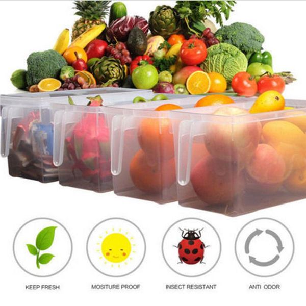 

storage bottles & jars 4.7l transparent kitchen food crisper container box refrigerator with handle