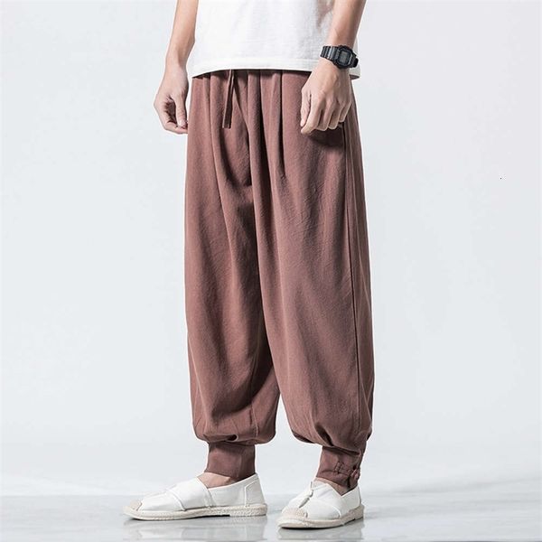 

pants chinese style men's cotton linen casual in and autumn bhv5, Black