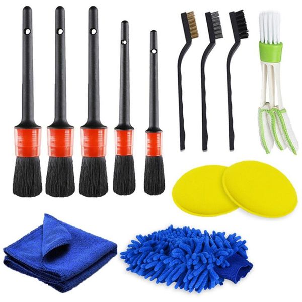 

car sponge 13pcs cleaning detailing brush set dirt dust clean motorcycle interior exterior leather air vents care tools