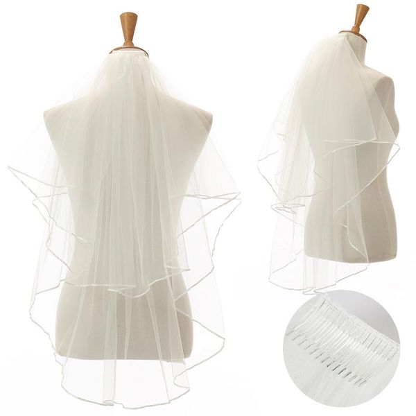 

bridal veils wedding veil with comb 2021 yarn dyed two-layer real pos ribbon one white ivory tulle and combs, Black