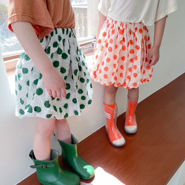 

summer girls fashion dot ruffled lantern skirt kids cute cool bubble baby girl casual clothes 210508, Blue