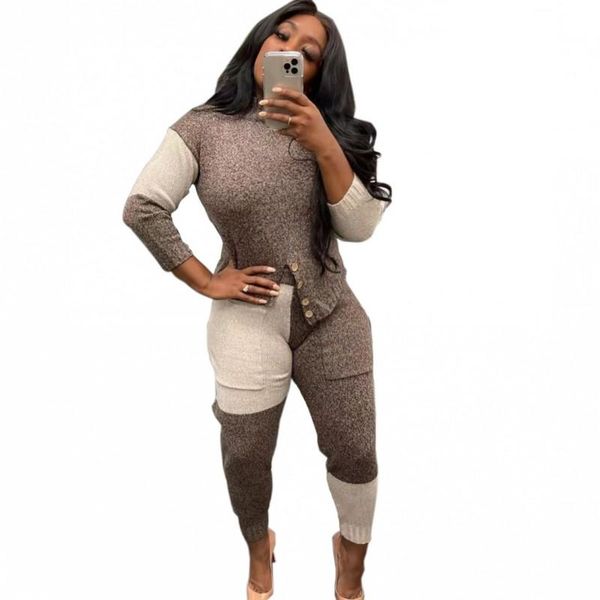 

women's two piece pants sweater set women pullover irregular outfits autumn winter fashion street style casual knitted suits, White