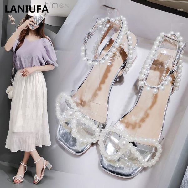 

dress shoes fashion pearl women sandals female gladiator casual peep toe mid heel wedding woman mujer1, Black