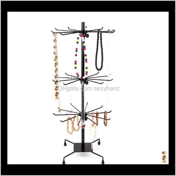 

other packaging & drop delivery 2021 70cm rotate iron pendant necklace earring bracelet jewelry display stand holder sweater chain phone cas, Black;white
