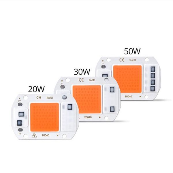 Chip lampada LED COB 20W 30W 50W AC 220V 110V Smart IC LED perline fai da te per faretto proiettore bianco caldo modulo spettro completo nave libera