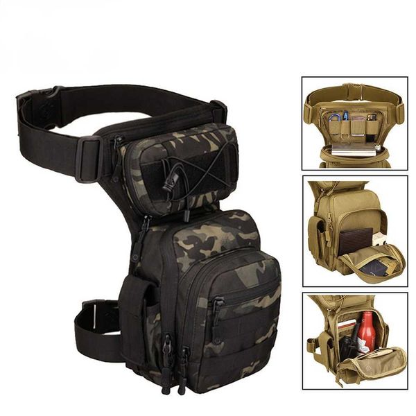 Borsa da gamba da uomo Escursionismo Vita maschile Hip Cintura da moto Borse da cintura Army Borsa da coscia Utility Marsupio Drop Utility Sport all'aria aperta Q0721