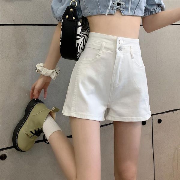 

women's shorts zg1706 summer 2021 women fashion thin section wide leg high waist skinny denim wholesale, White;black