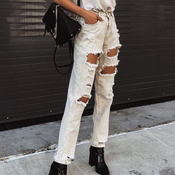 

women's jeans ripped for women skinny denim fashion street casual pencil pants female spring and summer clothing, Blue