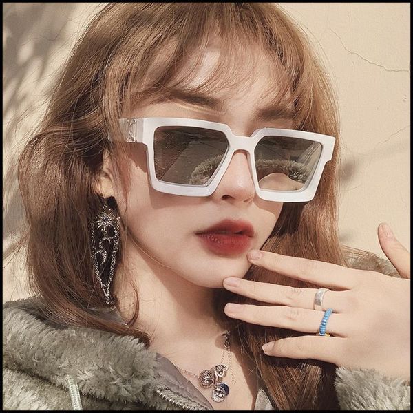

sunglasses vintage square women big frame sun glasses black fashion gradient female oculos wy6, White;black