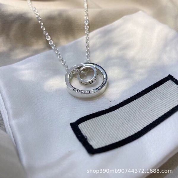 

old luck necklace double couple pendant clavicle chain signature deals tquc, Silver