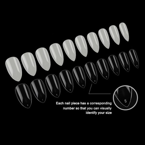 

stickers & decals 500pcs false nails tips transparent nature color pointed nail detachable manicure supplies thin889, Black