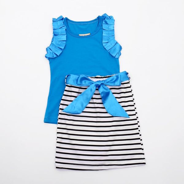 

clothing sets girls clothes set summer sleeve vest + striped skirt 2 pieces of baby casual children, White