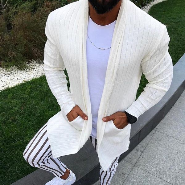 

men's sweaters white cardigan men casual carigan sweater autumn street fashion coat vertical stripes cardigans solid color, White;black