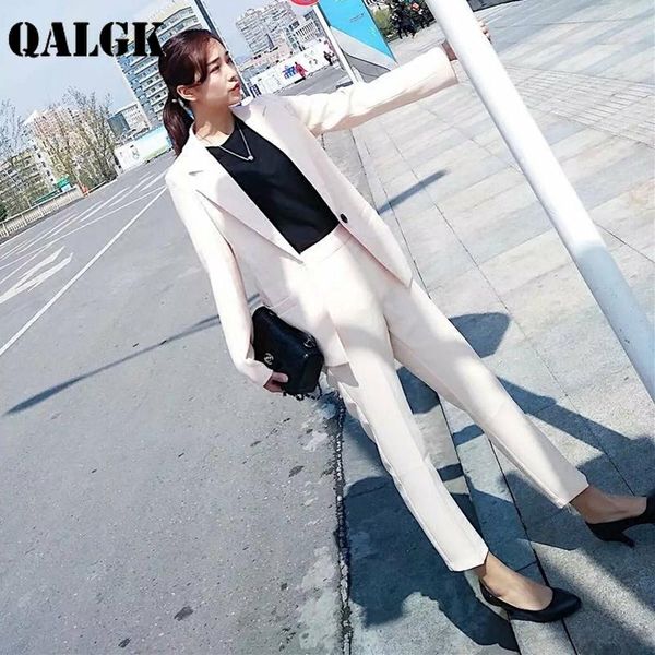 

women's suits & blazers 2021 nieuwe lady casual ol kantoor pak formele werkkleding stijl elegante mode + broek tweedelige set, White;black