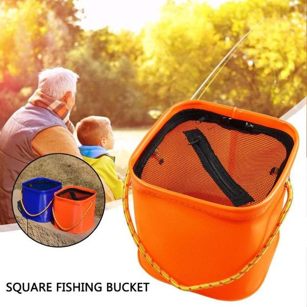 

1pcs foldable eva water bucket with rope belt outdoor fishing box case tackle w9j5 fold bag camping accessories