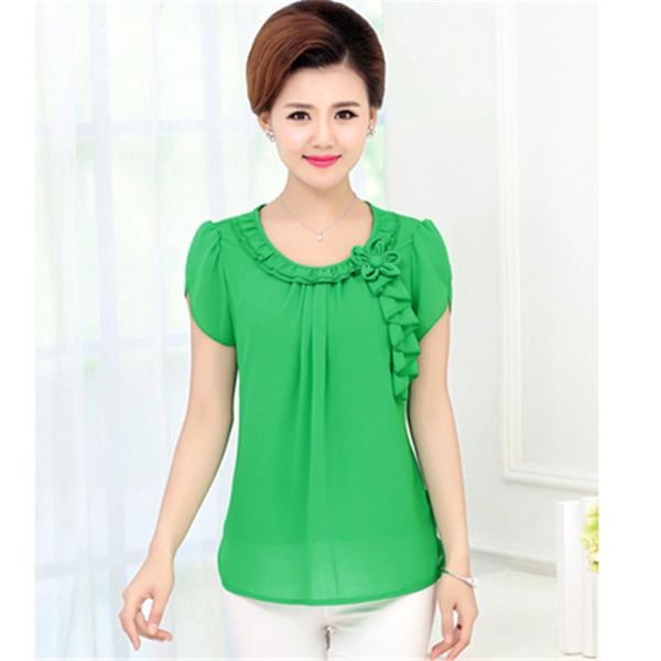 

women's blouses & shirts 2021 summer hollow out lace women blouse shirt older half sleeve flower printed see through o neck female, White