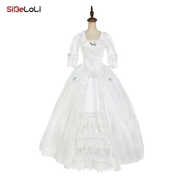 

casual dresses white renaissance rococo bridesmaid victorian period dress vintage wedding ball gown theater costume, Black;gray