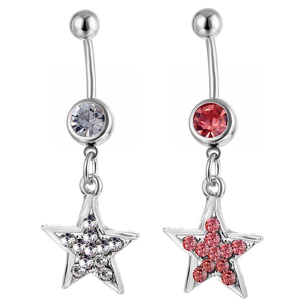 

d0362 star belly navel button ring mix colors, Silver