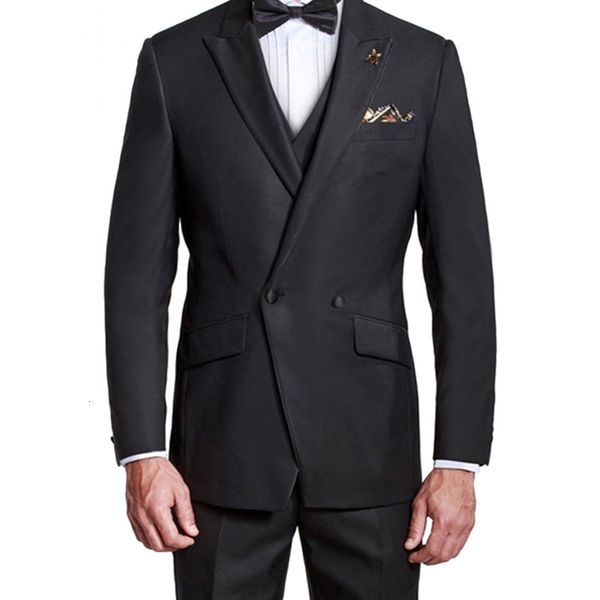

men's suits & blazers custom made black men peaked lapel slim fit formal 3piece groom tuxedo latest designs male blazer jacket cos, White;black