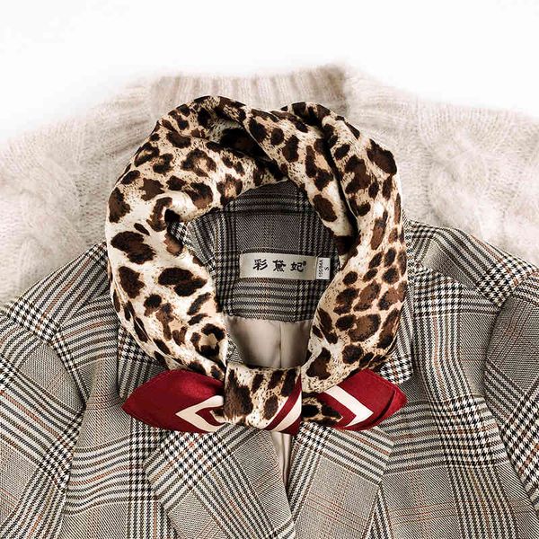 Luxury Brand Leopard 100% Natural Satin Real Silk Sciarpa Donna Scialli Avvolge Ladies Foulard Femme Bandana Hijab Pashmina Sciarpe