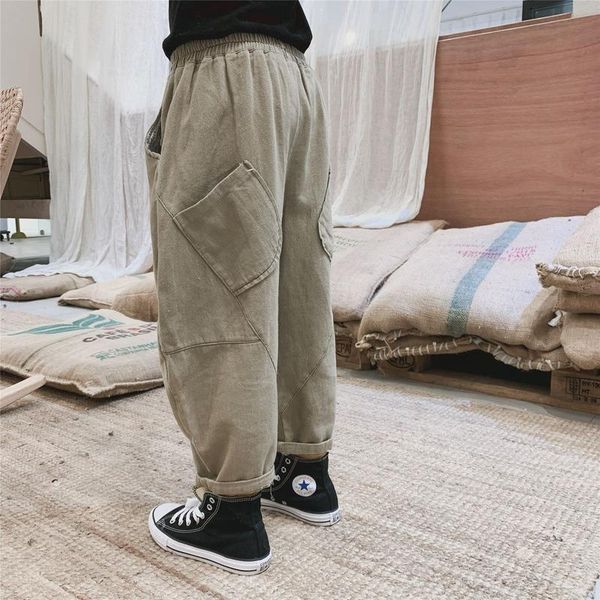 

trousers 2021 autumn children's clothing korean fashion solid color casual pants big kids twill cotton long, Blue