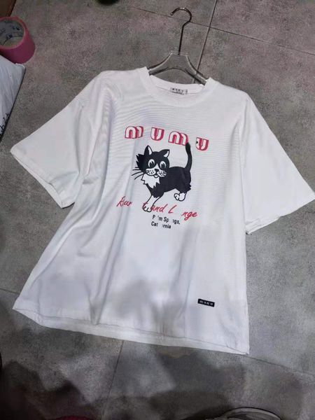 

mummy cat letter print t-shirt for women 21 summer new age reducing casual round neck versatile girls short sleeve top, White