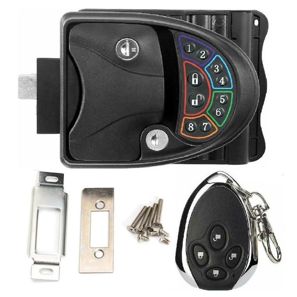 

parts 1 set rv keyless entry door lock metal travel trailer handle knob deadbolt with remote controller, keys, installation hardware
