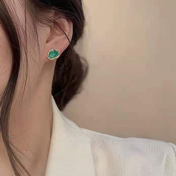 

stud vsnow exquisite irregular red blue colour small stone earrings for women bling alloy jewellery accessories, Golden;silver