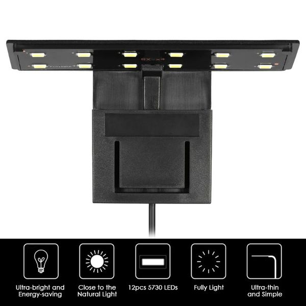 

aquariums lighting 5w ultra-thin aquarium led light ultra bright clip-on lamp 12pcs 5730 leds for fish tank eu plug