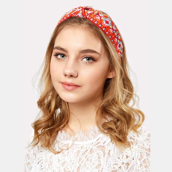 

retro embroidery weaving headband ethnic style plaid headwear hairbands for women girls hair hoop accessories1