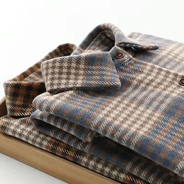 

women's blouses & shirts brushed retro plaid shirt long-sleeved 2022 autumn and winter jacket warm loose korean, White