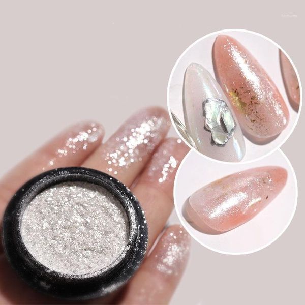 

box magic nail glitter metal pigment gloss powder manicure shiny dust gel polish nails art chrome flakes decorations1, Silver;gold