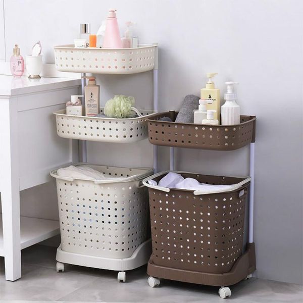 

storage baskets dirty laundry basket cloth rack with mute wheel household bathroom frame barrel multilayer
