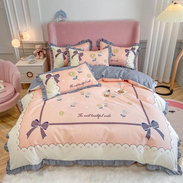 

bedding sets cartoon cotton set, four-piece pink princess style