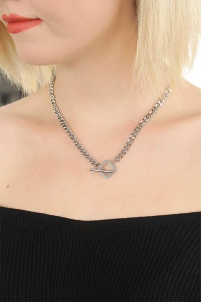 

earrings & necklace silver color chain female steel