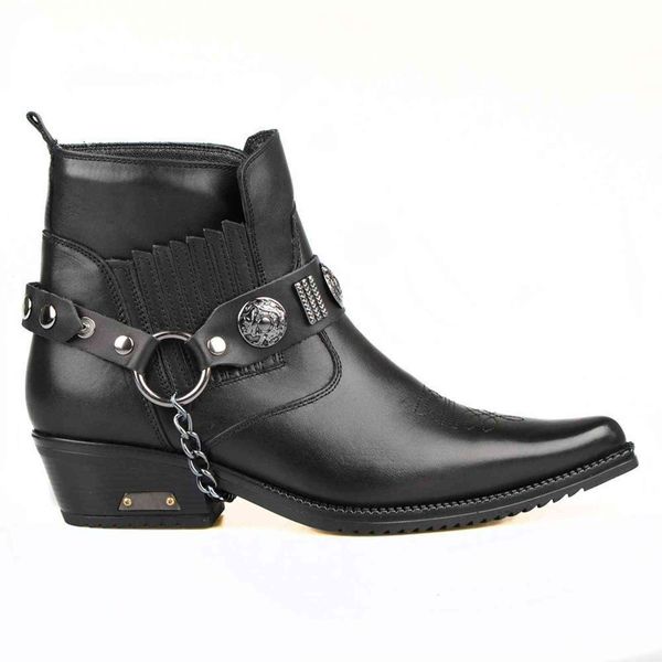 

dress shos botas masculinas d couro lgÃ­timo prto, calÃ§ado tipo cowboy, para o tornozlo, qunt rtrÃ´ 32lk, Black