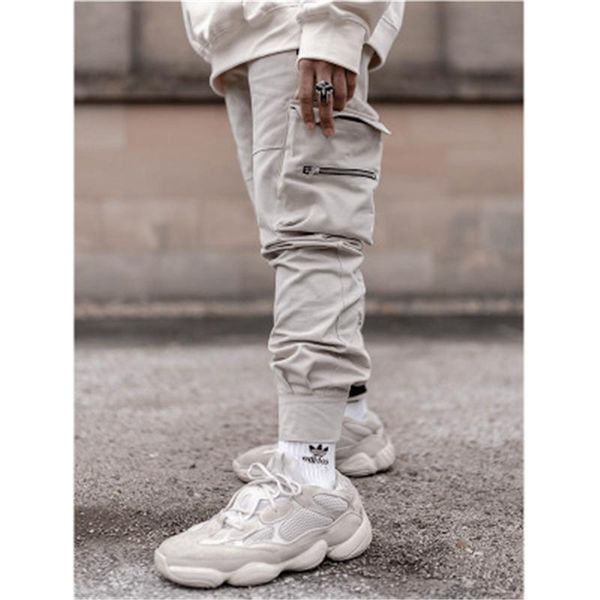 

mens outdoor cargo pants fashion trend hip hop multiple pocketst pant designer spring male felt pocket skateboard casual loose trousers, Black