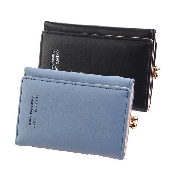 

korean style women wallets zipper coin bags foldable soft leather ladies card holder slim purse female wallet for shcool student, Red;black