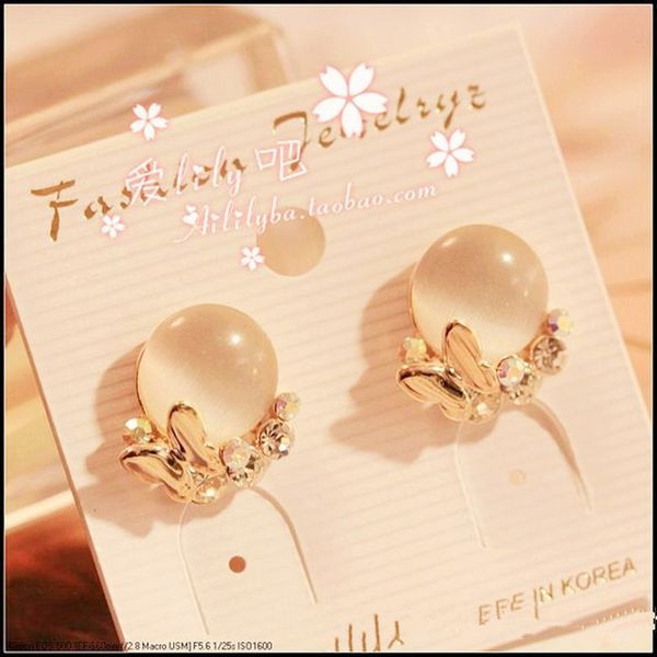 

new diamond bowknot opal earrings fashion earrings generation, Golden;silver