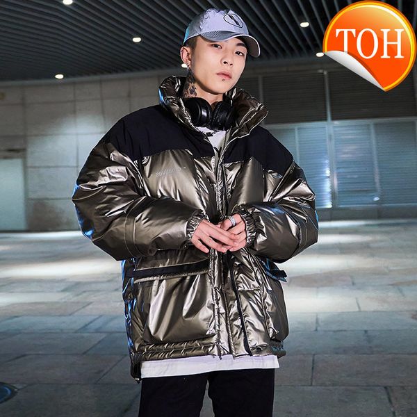 

men's down jacket trend handsome new thick collar winter coat men thermal wear windproof outdoor, Black