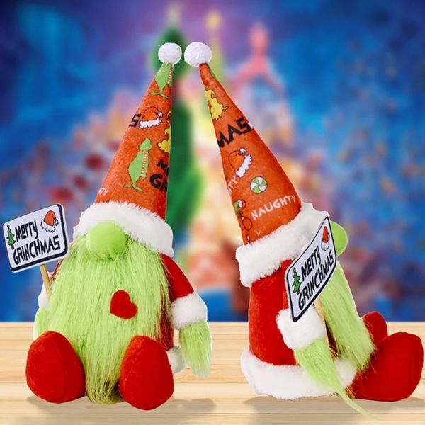 

grinch sitting doll merry christmas green hair monster dolls decorations for home xmas navidad ornament