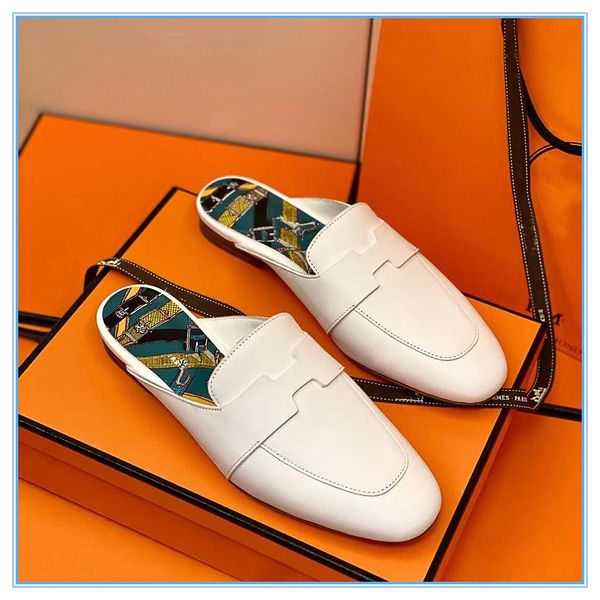 

2021 women's cow leather slipper designer sandals shoes summer beach outdoor cool slippers fashion wide lady household slide flat flip, Black