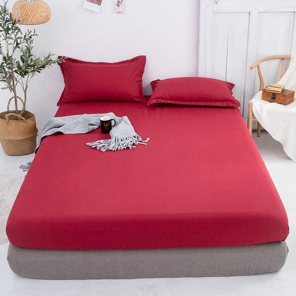 

sheets & sets 100%polyester solid fitted sheet mattress cover four corners with elastic band bed cover(no cases)