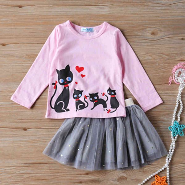 Девушки наборы одежды малышей осенью детская одежда кружевная жилет + сетка полосатый юбка костюм малыш 210515