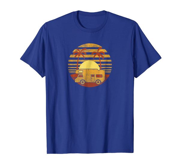 

rv motorhome driver owner gift t shirt - rv in the retro sun, White;black